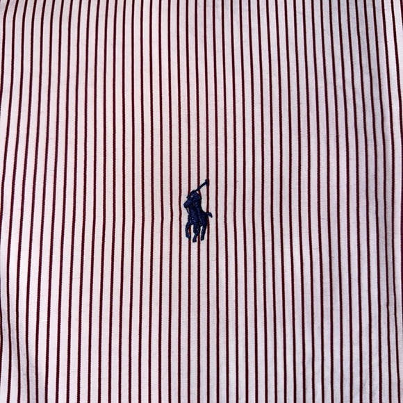 Ralph Lauren Dress Shirt Mens Classic Fit 16.5/33 Burgundy Striped Button Down - Picture 4 of 6